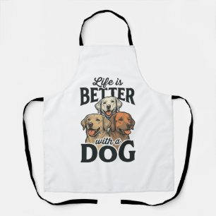 Vintage Leben ist besser mit einem Hund Vektordesi Schürze