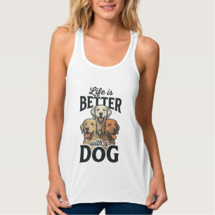 Vintage Leben ist besser mit einem Hund Vektordesi Tank Top