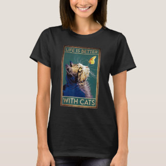 Vintage Leben ist besser mit Katzen, Dad-dy Mom-my T-Shirt
