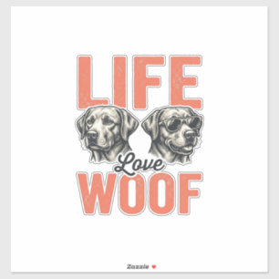 Vintage Leben Liebe Woof Hund Grafikdesign_1 Aufkleber