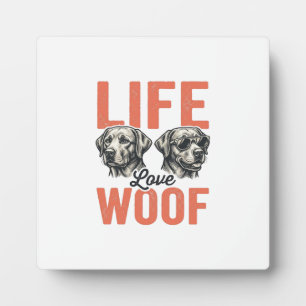 Vintage Leben Liebe Woof Hund Grafikdesign_1 Fotoplatte