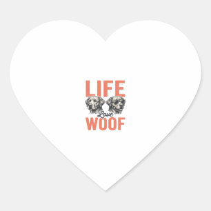 Vintage Leben Liebe Wuff Hund Grafikdesign_1 Herz-Aufkleber