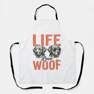 Vintage Leben Liebe Wuff Hund Grafikdesign_1 Schürze