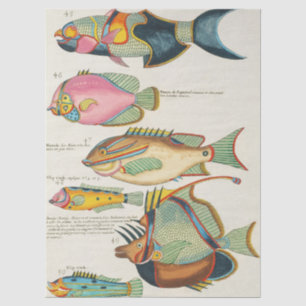 Vintage, lebendige Wandkunst zum marinen Leben in Seidenpapier