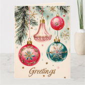 Vintage, lebendige Weihnachtsschmuck Karte (Vorderseite)