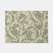 Vintage, lebendiges, grünes Blumenmuster Fußmatte (Vorderseite)
