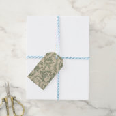 Vintage, lebendiges, grünes Blumenmuster Geschenkanhänger (Mit Garn)