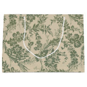 Vintage lebendiges grünes Blumenmuster Große Geschenktüte (Vorderseite)