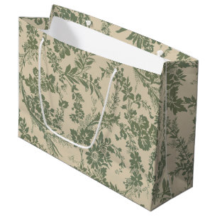 Vintage lebendiges grünes Blumenmuster Große Geschenktüte