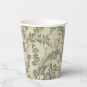 Vintage, lebendiges, grünes Blumenmuster Pappbecher (Links)