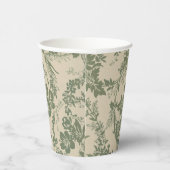 Vintage, lebendiges, grünes Blumenmuster Pappbecher (Rechts)