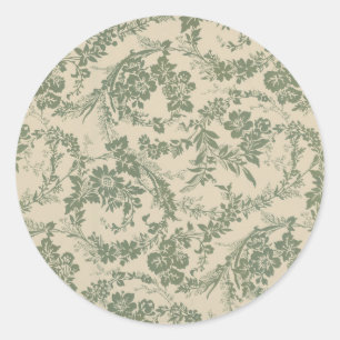 Vintage lebendiges grünes Blumenmuster Runder Aufkleber
