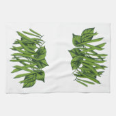 Vintage Lebensmittel, Bio grüne Bohnen Gemüse Geschirrtuch (Horizontal)