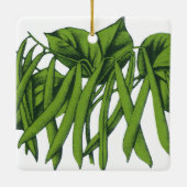 Vintage Lebensmittel, Bio grüne Bohnen Gemüse Keramikornament (Rückseite)