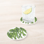 Vintage Lebensmittel, Bio grüne Bohnen Gemüse Sandstein Untersetzer (Seite)