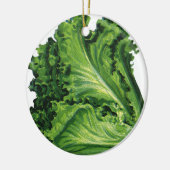 Vintage Lebensmittel, Gemüse aus grünem Leder Keramikornament (Links)