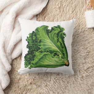 Vintage Lebensmittel, Gemüse aus grünem Leder Kissen
