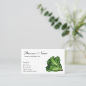 Vintage Lebensmittel, Gemüse aus grünem Leder Visitenkarte (Stehend Vorderseite)
