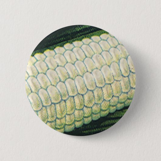 Vintage-Lebensmittel Gemüse Weiße Maiskolben Button (Vorderseite)