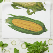 Vintage Lebensmittel gesunde Gemüse, frischer Mais Geschirrtuch (Gefaltet)