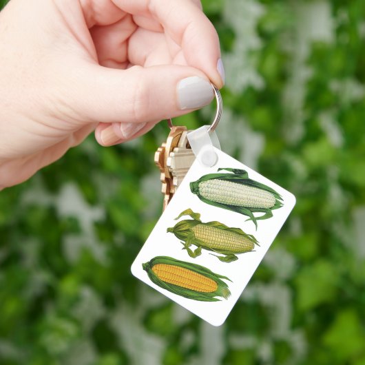 Vintage Lebensmittel gesunde Gemüse, frischer Mais Schlüsselanhänger (Hand)