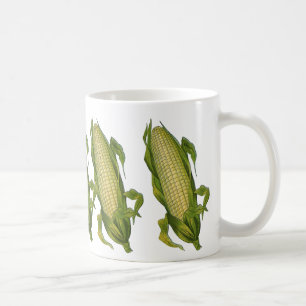 Vintage-Lebensmittel, gesunde Gemüse, Maiskolben Kaffeetasse