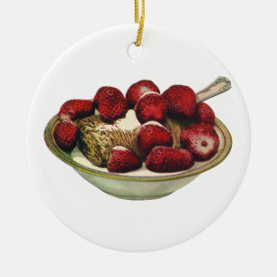 Vintage-Lebensmittel Gesundes Frühstücksmüsli Erdb Keramikornament