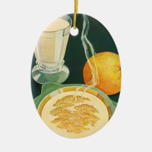 Vintage Lebensmittel, Getränke, gesundes Frühstück Keramikornament (Vorne)