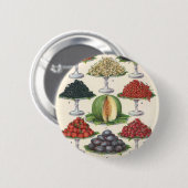 Vintage Lebensmittel Obst auf Tabletts zum Caterin Button (Vorne & Hinten)
