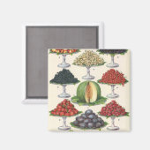 Vintage Lebensmittel Obst auf Tabletts zum Caterin Magnet (Vorderseite/Rückseite)