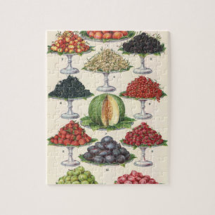 Vintage Lebensmittel Obst auf Tabletts zum Caterin Puzzle