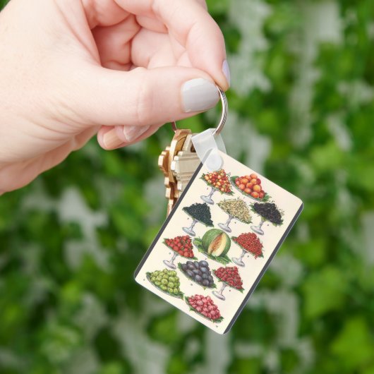 Vintage Lebensmittel Obst auf Tabletts zum Caterin Schlüsselanhänger (Hand)
