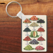 Vintage Lebensmittel Obst auf Tabletts zum Caterin Schlüsselanhänger (Vorderseite)