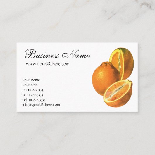 Vintage Lebensmittel, Obst Bio Frischfrische, gesu Visitenkarte (Vorderseite)