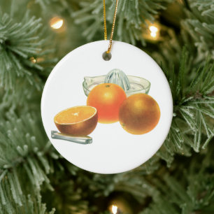 Vintage-Lebensmittel Obst, reife Orangen Entsafter Keramikornament