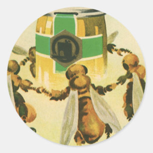 Vintage-Lebensmittel, organische Honigbienen tanze Runder Aufkleber