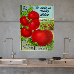 Vintage Lebensmittel und Tomato Custom Familiennam Poster