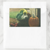Vintage Lebensmittel, Winterquasch, Kürbis und Äpf Rechteckiger Aufkleber (Tasche)