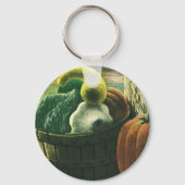 Vintage Lebensmittel, Winterquasch, Kürbis und Äpf Schlüsselanhänger (Vorderseite)