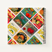 Vintage Lebensmitteletiketten Muster Personalisier Notizblock (Rückseite)