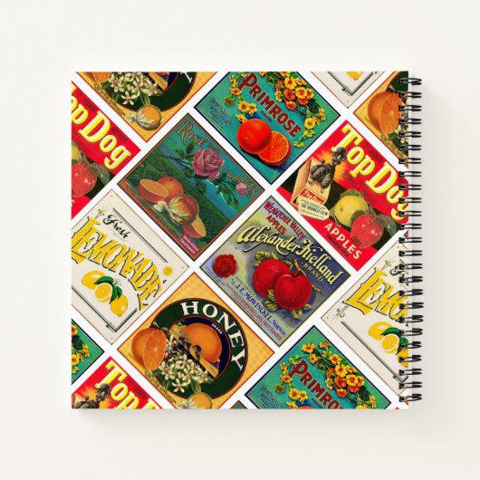 Vintage Lebensmitteletiketten Muster Personalisier Notizblock (Rückseite)