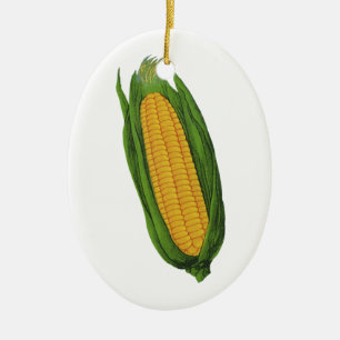 Vintage-Lebensmittelgemüse; Gelber Maiskolben Keramik Ornament