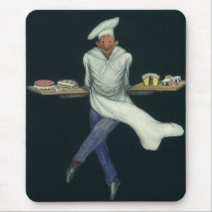 Vintage-Lebensmittelgeschäft, Bäcker mit Gebäckdes Mousepad