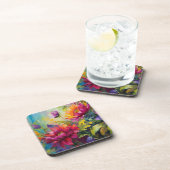 Vintage, lebhafte, bläserne Malerfestplatte Getränkeuntersetzer (Rechte Seite)