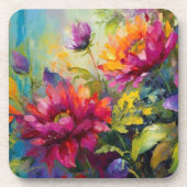 Vintage, lebhafte, bläserne Malerfestplatte Getränkeuntersetzer (Vorderseite)