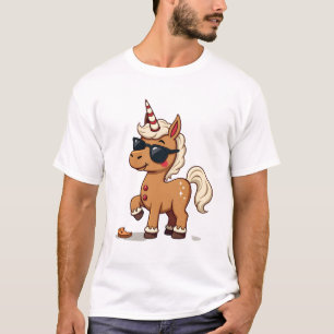 Vintage Lebkuchen-Einhorn mit Sonnenbrille Weihnac T-Shirt