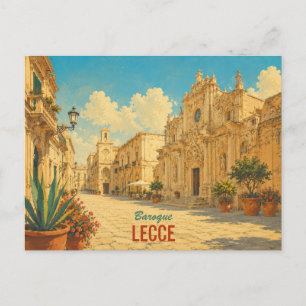 Vintage Lecce Italien - Puglia Barock Reise Kunst Feiertagspostkarte