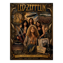 Vintage Led Zeppelin Rockband-Tribut-Wandkunst Po Poster