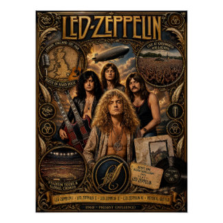 Vintage Led Zeppelin Rockband-Tribut-Wandkunst Po Poster