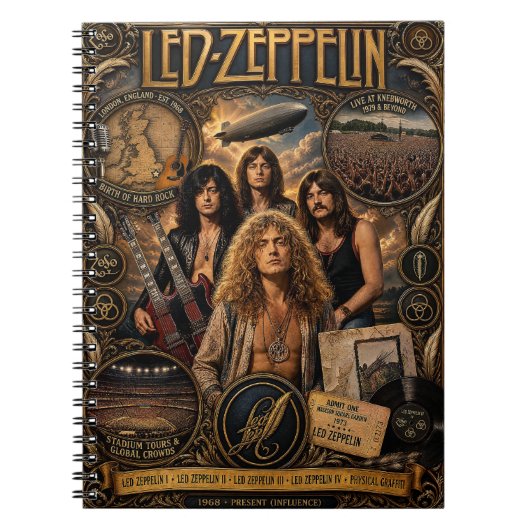 Vintage Led Zeppelin Tribut Spiralblock - Notizblock (Vorderseite)